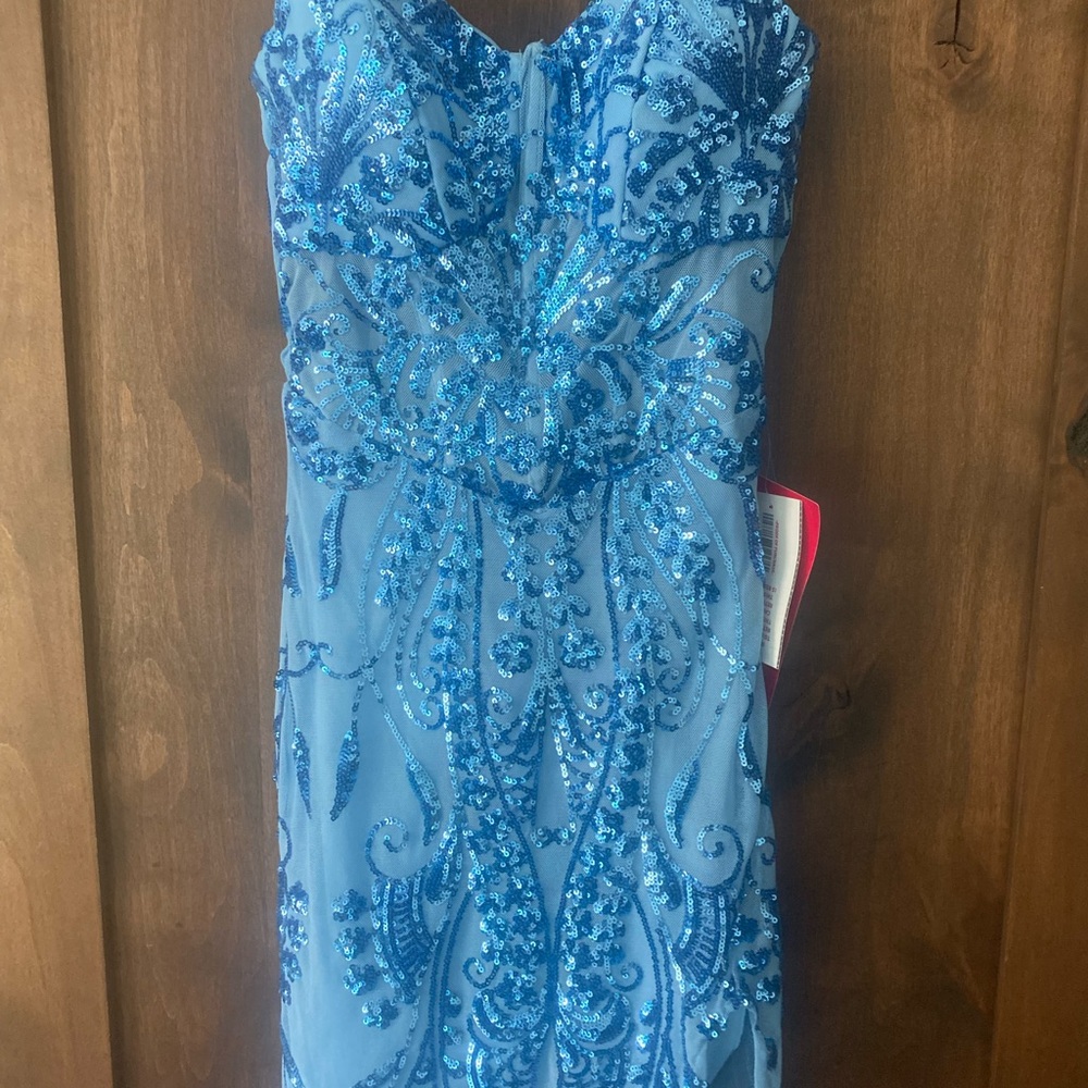 Blue Sequin Embellished HOCO Dress